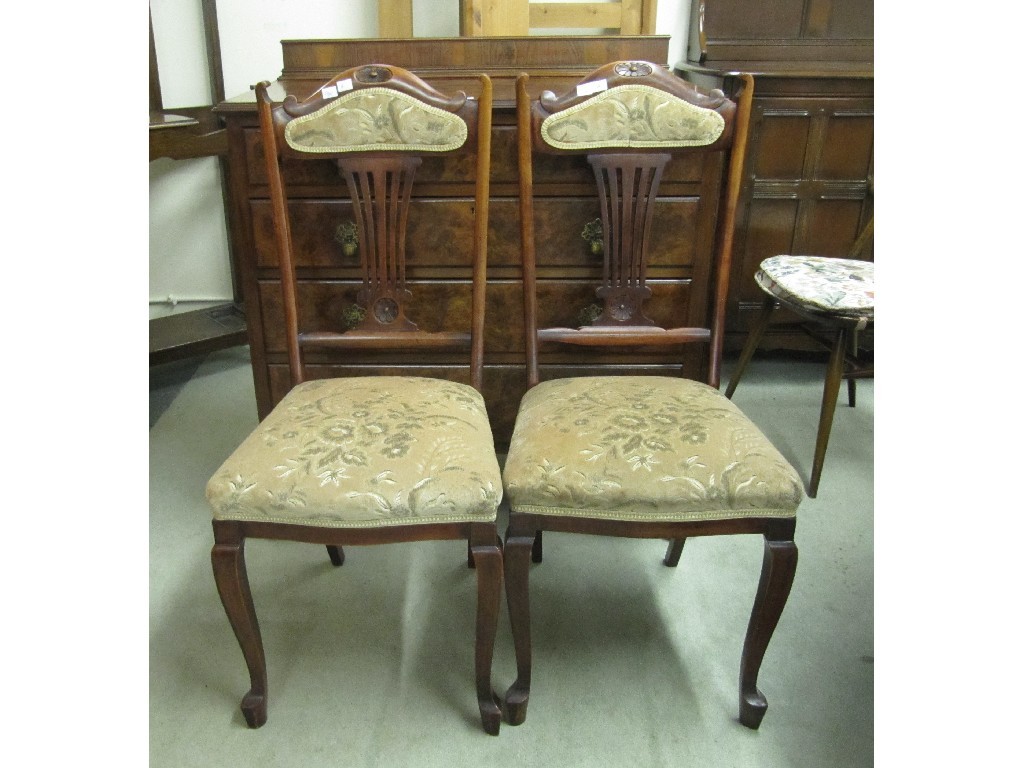 Appraisal: Walnut chest of drawers and a pair of parlour chairs