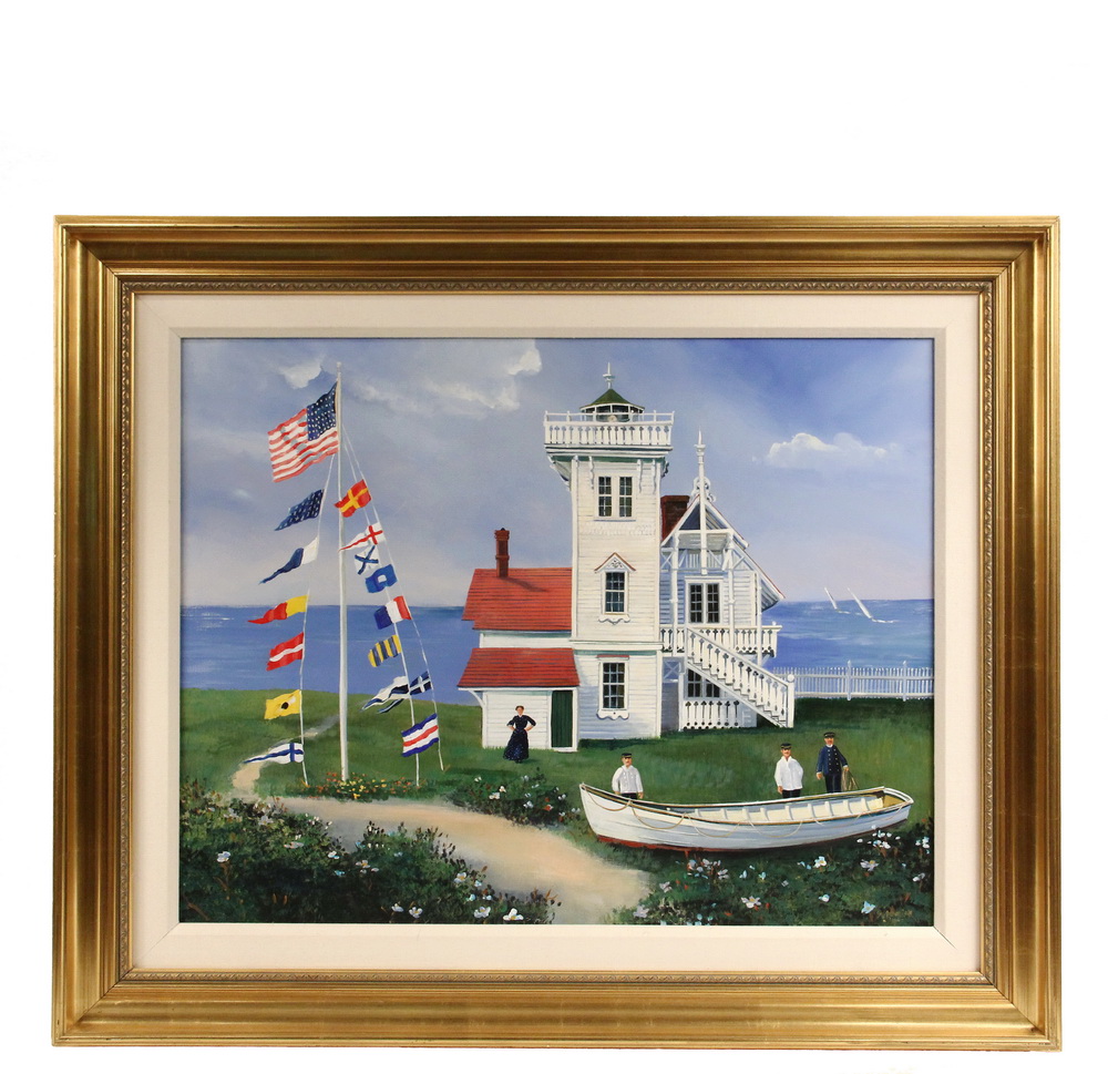 Appraisal: SALLY CALDWELL FISHER ME - - Gingerbread Lighthouse acrylic on