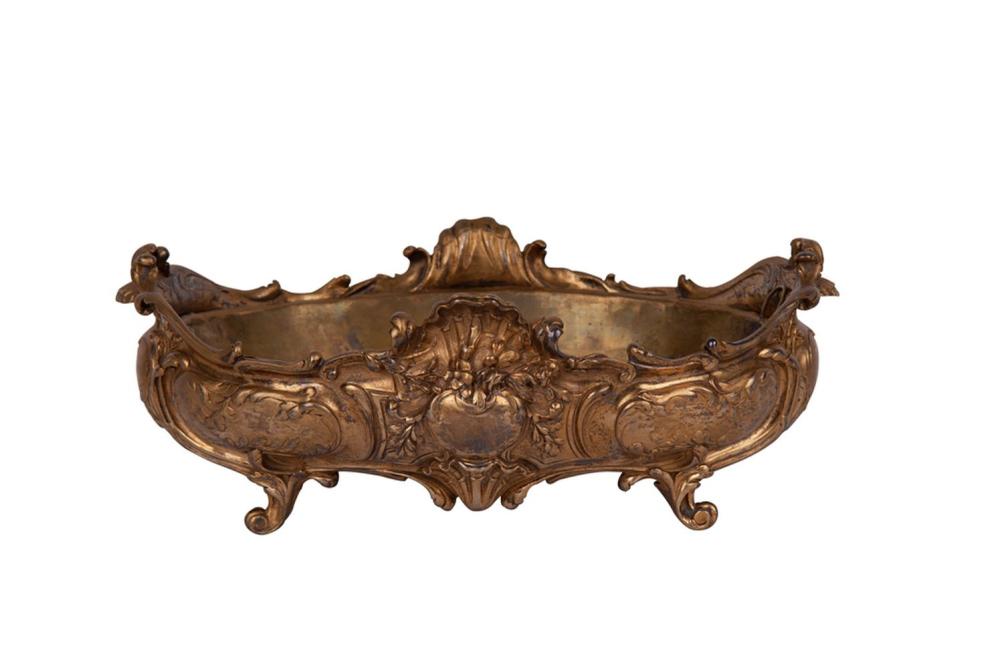 Appraisal: FRENCH GILT BRONZE JARDINIEREwith inner brass liner inches wide inches