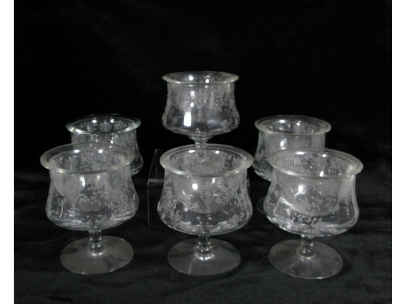 Appraisal: Set of Six Elegant Glass Shrimp Cocktail Glasses with glass