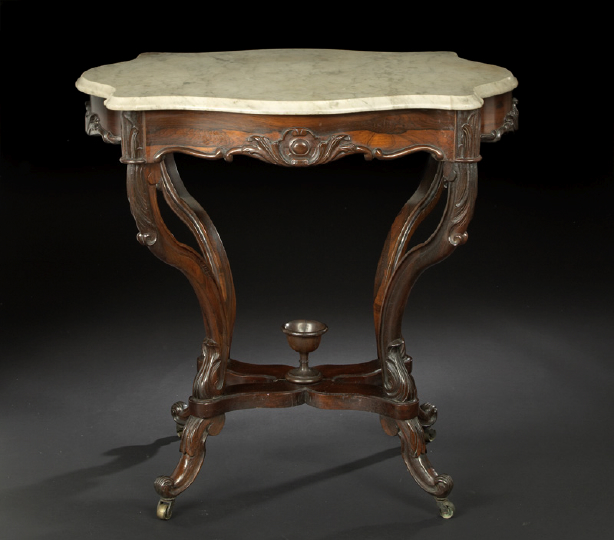 Appraisal: American Rococo Revival Rosewood and Marble-Top Side Table third quarter