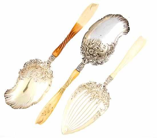 Appraisal: Whiting Ivory pattern sterling pastry and berry servers New York