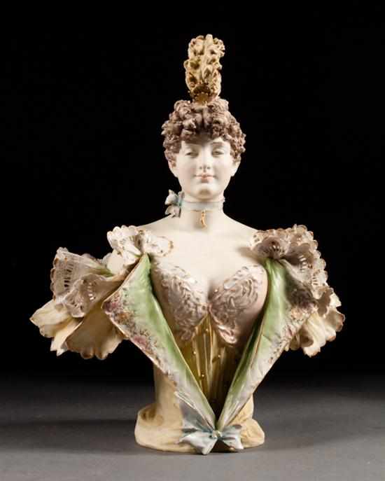 Appraisal: Austrian Teplitz bust of a th century beauty late th