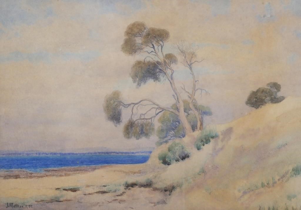 Appraisal: Watercolor painting by John Mather Australian - showing trees on