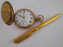 Appraisal: A gold plated hunter pocket watch circa together with a