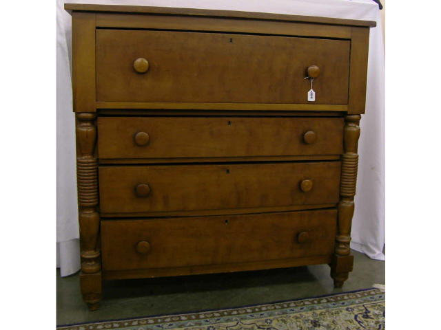 Appraisal: American Empire style cherry chest half-column corner trim four graduated