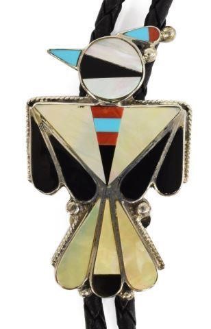 Appraisal: Native American sterling silver bolo tie signed MW possibly Mabel