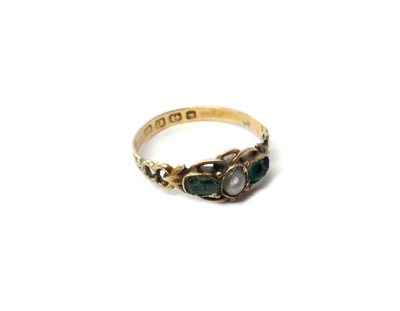 Appraisal: A Victorian ct gold ring mounted with a half pearl