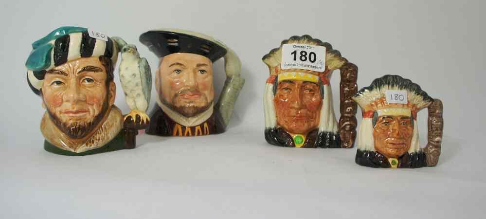 Appraisal: Royal Doulton Small Character Jugs The Falconer D Henry V