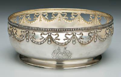 Appraisal: Polish silver bowl round with egg-and-dart border openwork festoon and