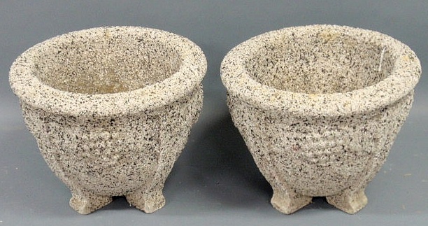 Appraisal: Pair of concrete garden planters h x dia