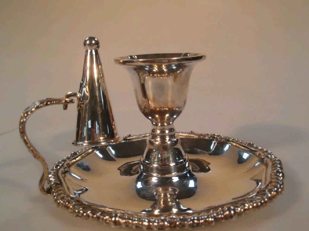 Appraisal: A modern silver chamberstick and snuffer by S Rose Son