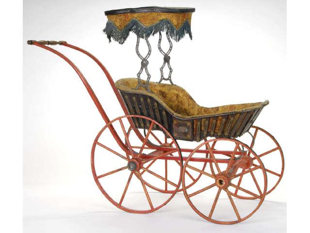 Appraisal: Joel Ellis Doll Carriage Springfield Vermont ca painted wood gilt