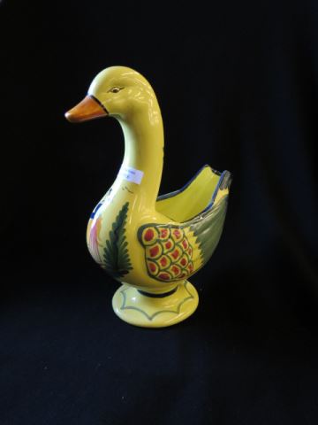 Appraisal: Henriot Quimper French Pottery Figural Duck Vase peasant girl and