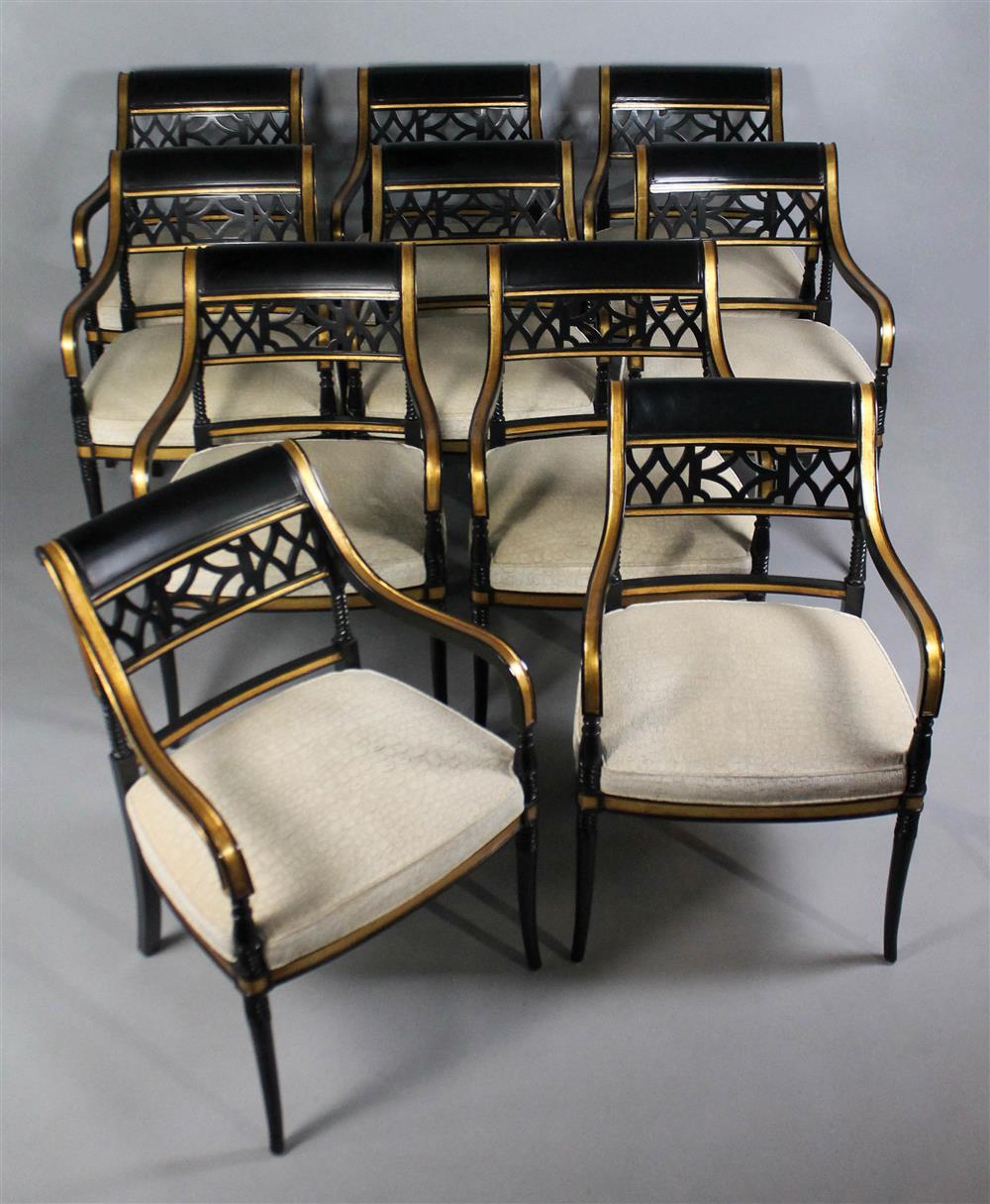 Appraisal: SET OF TEN FERGUSON COPELAND REGENCY STYLE BLACK AND GOLD