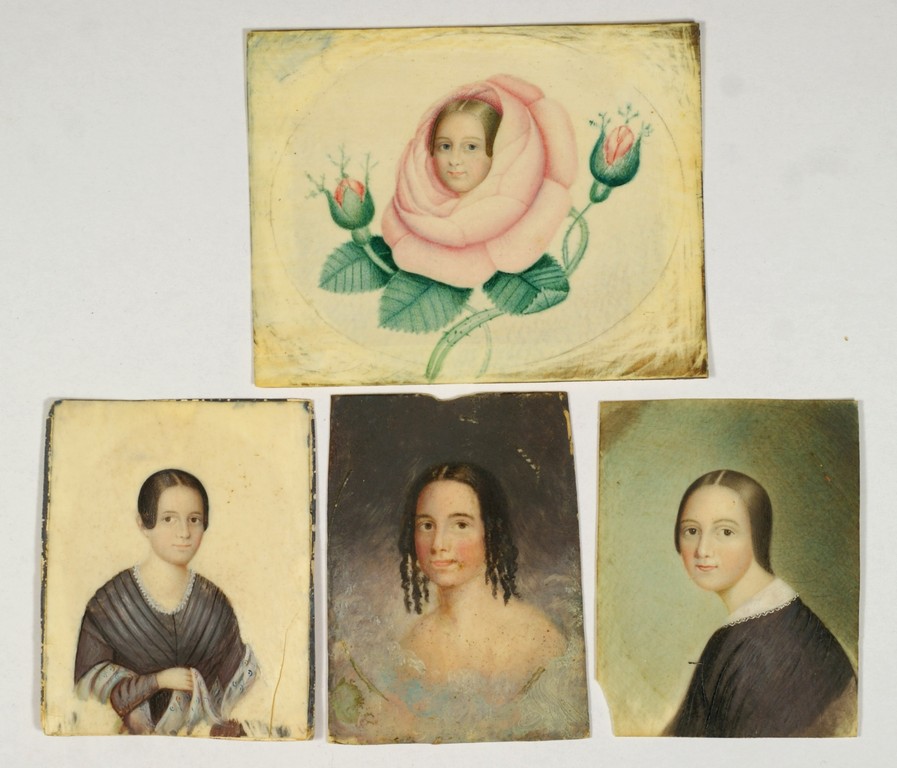 Appraisal: miniature portraits on ivory of young women one with face