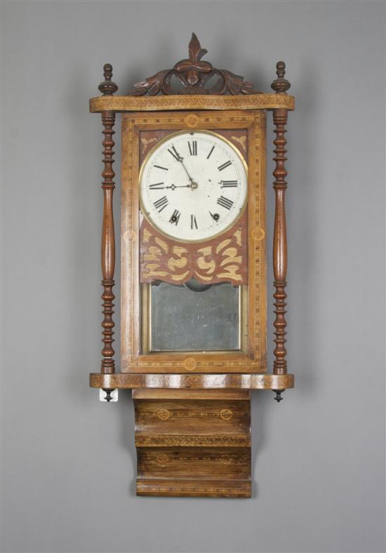 Appraisal: A German Inlaid Mahogany Wall Clock Height inches