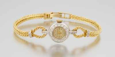 Appraisal: A Ladies' Gold and Diamond Dress Watch k white gold