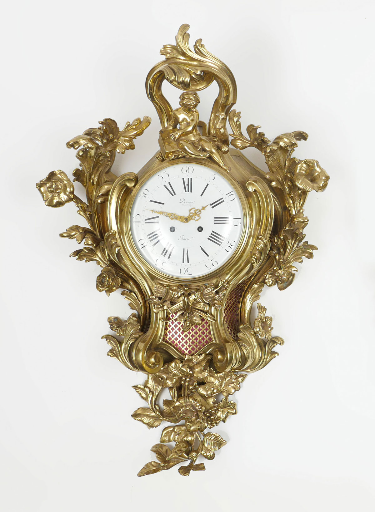 Appraisal: LARGE TH C GILT DENIERE CLOCK Large th century Gilt