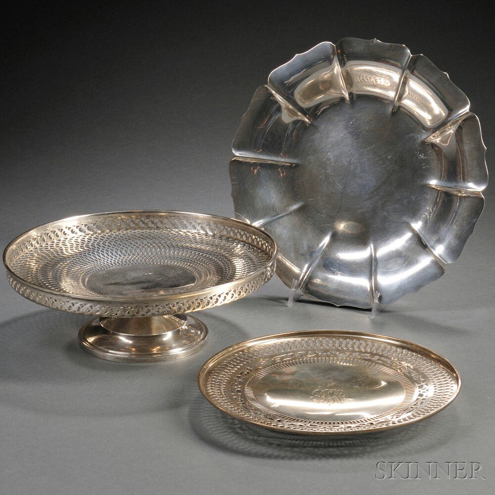 Appraisal: Three American Sterling Silver Dishes th century a Gorham monogrammed