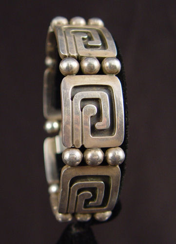 Appraisal: JOSE LUIS FLORES MEXICAN STERLING BRACELET Signed JLF Taxco TF-