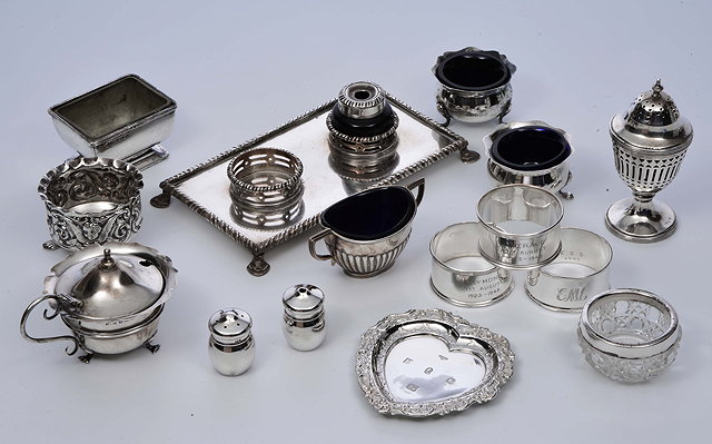 Appraisal: A SMALL GROUP OF SILVER ITEMS to include three silver