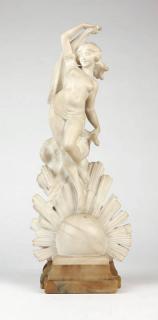 Appraisal: An Art Deco alabaster figural lamp Early th century depicting