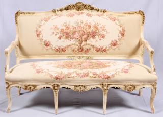 Appraisal: FRENCH LOUIS XV STYLE SETTEE SIDE CHAIRS PCS FRENCH LOUIS