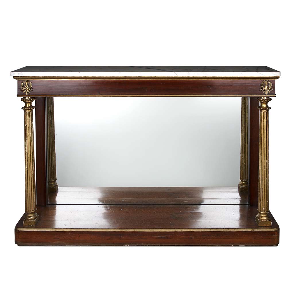 Appraisal: Regency Parcel Gilt Gilt-Bronze Mounted Rosewood Console The rectangular white