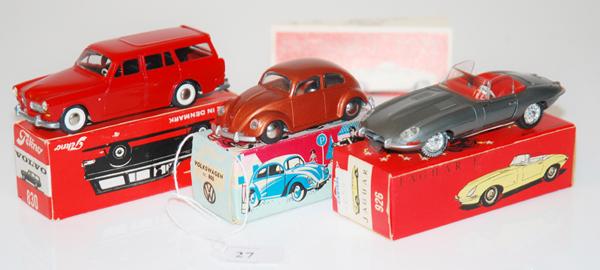 Appraisal: THREE TEKNO MODELS INCLUDING VOLVO DARK RED JAGUAR 'E' DARK