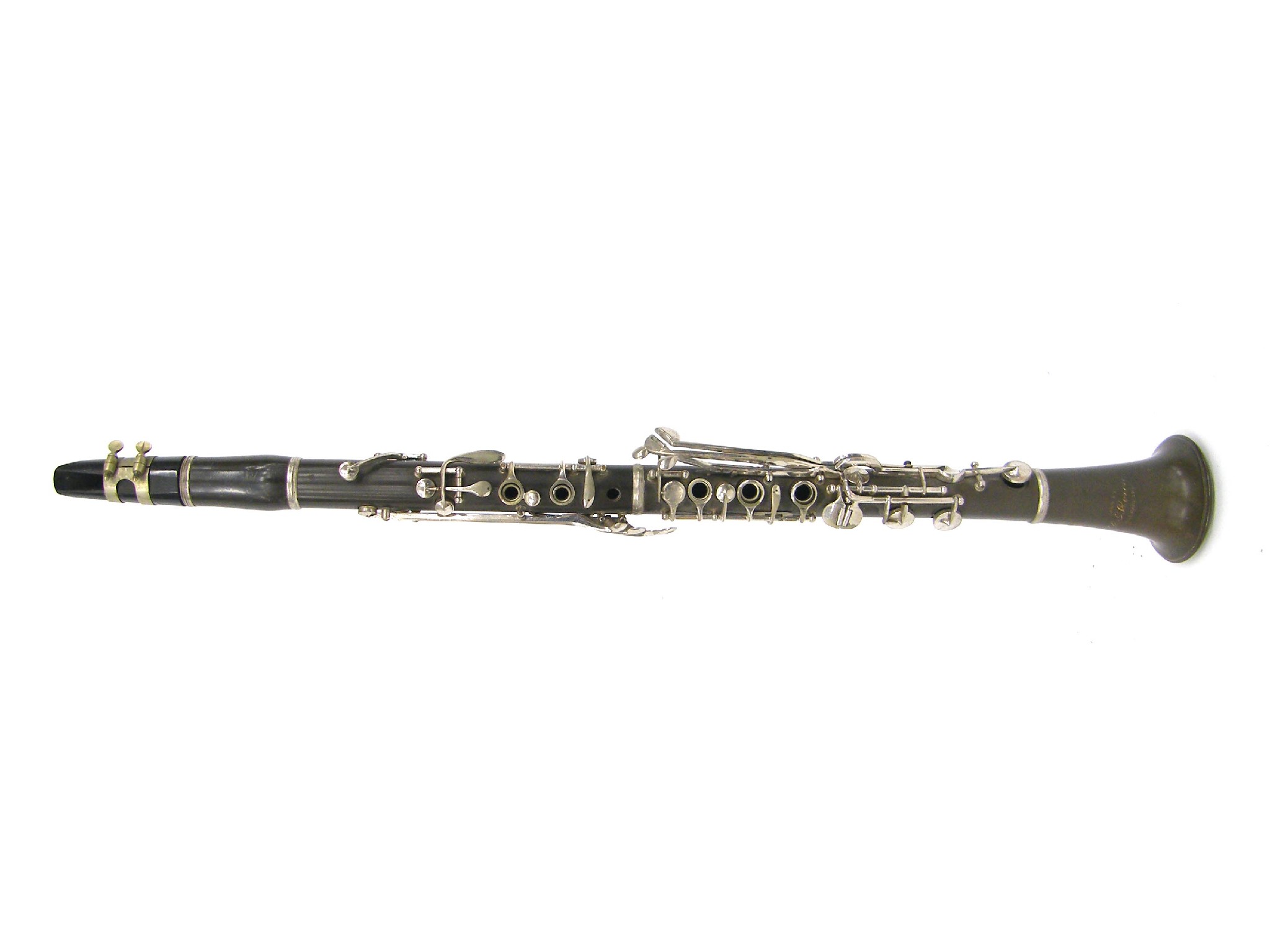 Appraisal: Interesting ebonite B flat clarinet circa by and stamped Made