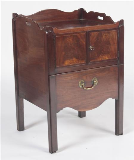 Appraisal: A George III mahogany night stand the serpentine gallery with