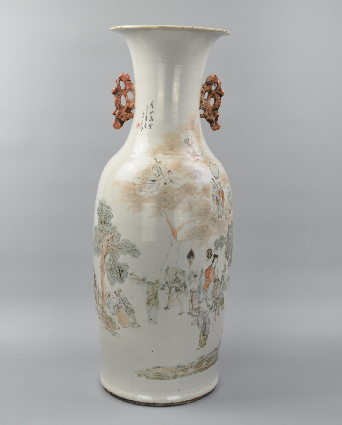 Appraisal: LARGE CHINESE QIANJIANG VASE W IMMORTALS ROC P ROC period