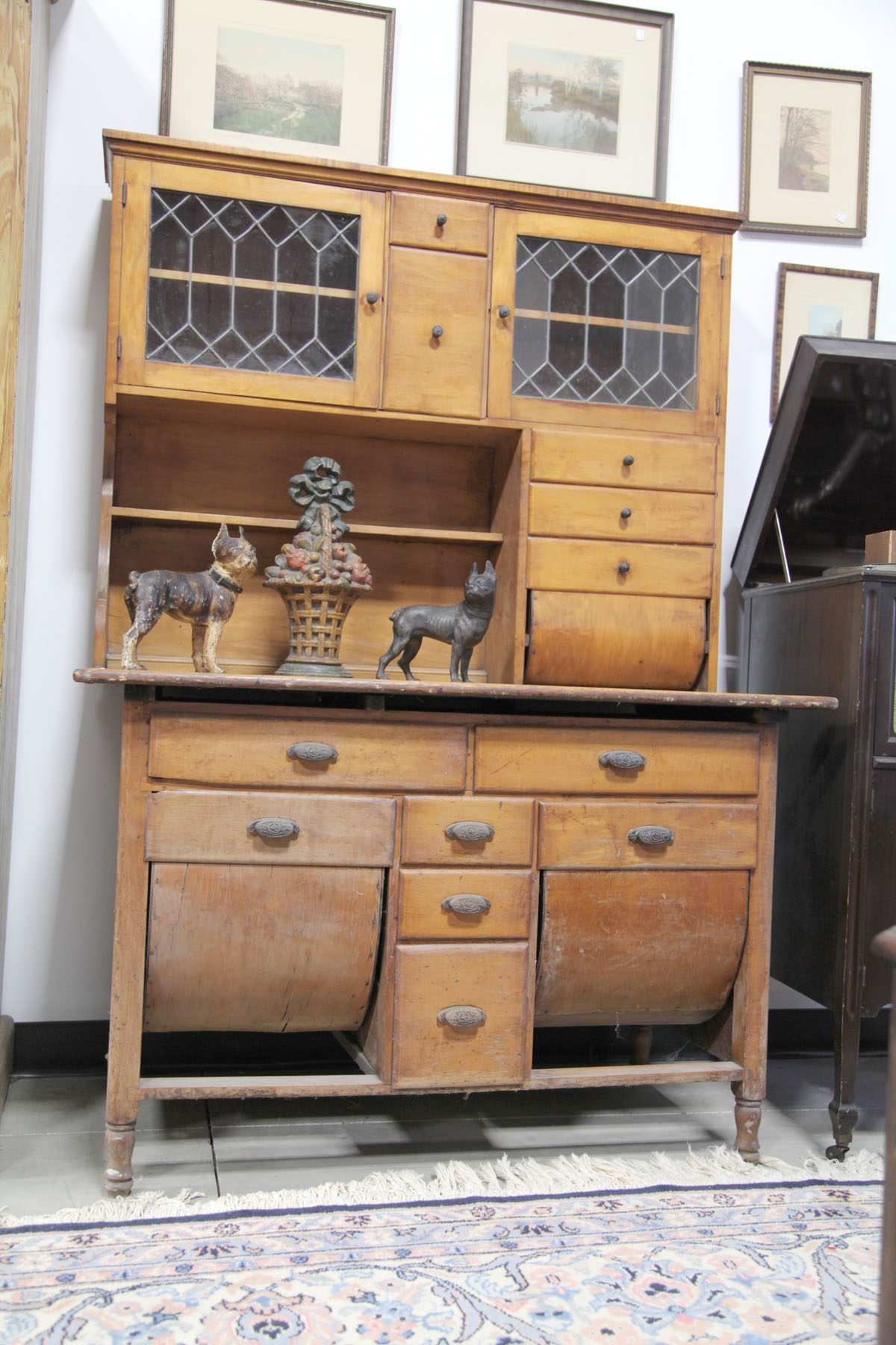 Appraisal: KITCHEN CUPBOARD American late th century Maple two piece cupboard