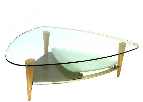 Appraisal: An Italian modern wood and glass coffee table height in