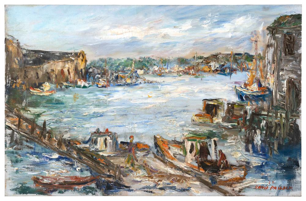 Appraisal: DAVID PALLOCK MASSACHUSETTS - HARBOR SCENE PROBABLY NORTH SHORE MASSACHUSETTS