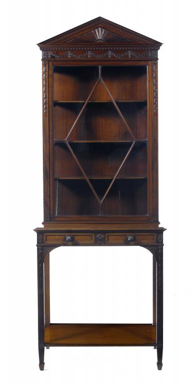 Appraisal: AN EDWARD VII CARVED MAHOGANY CABINET with triangular pediment and