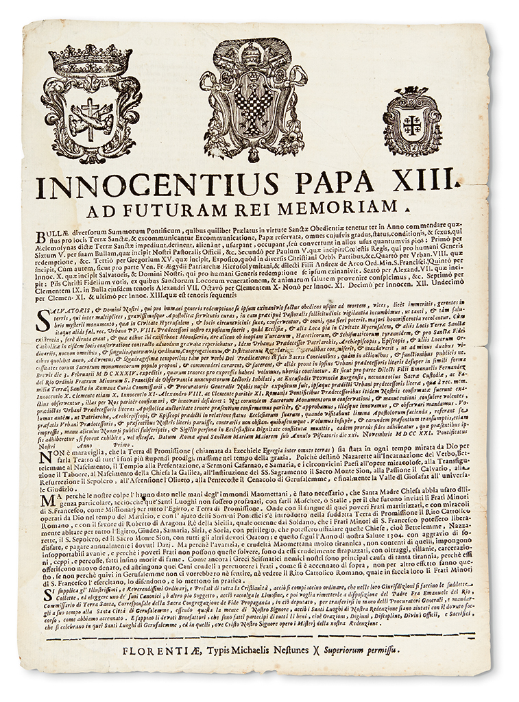 Appraisal: INNOCENT XIII Pope Innocentius Papa XIII ad futuram rem memoriam