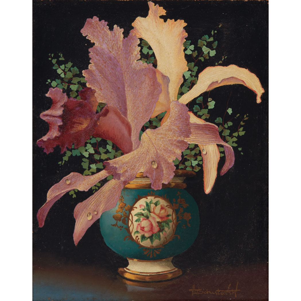 Appraisal: Lev Tchistovsky Russian - Still Life with Orchids in a