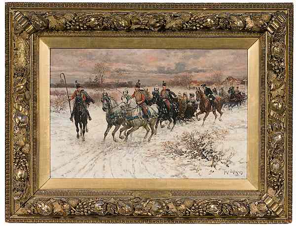 Appraisal: Jan Van Chelminski Polish - Sleighing Party Oil on canvas