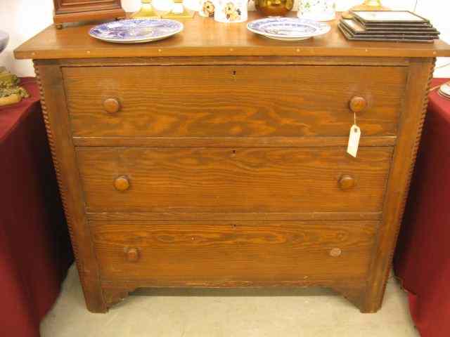 Appraisal: Southern Heart Pine Chest triple drawer Georgia '' tall ''