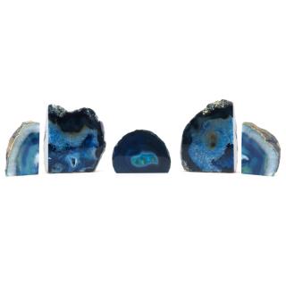 Appraisal: Grouping of Five Blue Agate Geodes Grouping of Five Blue