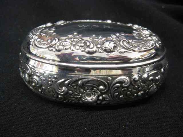 Appraisal: Gorham Sterling Silver Jewelry Box fine floral oval '' x