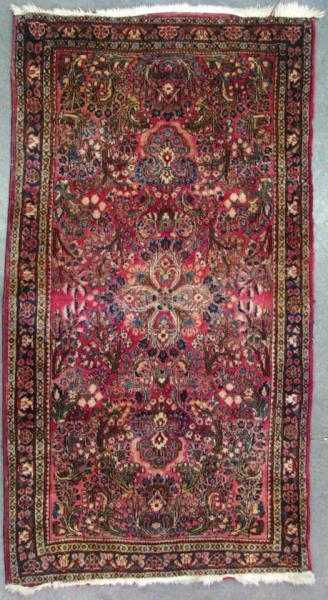 Appraisal: A vintage handmade Oriental area rug traditional Persian design red