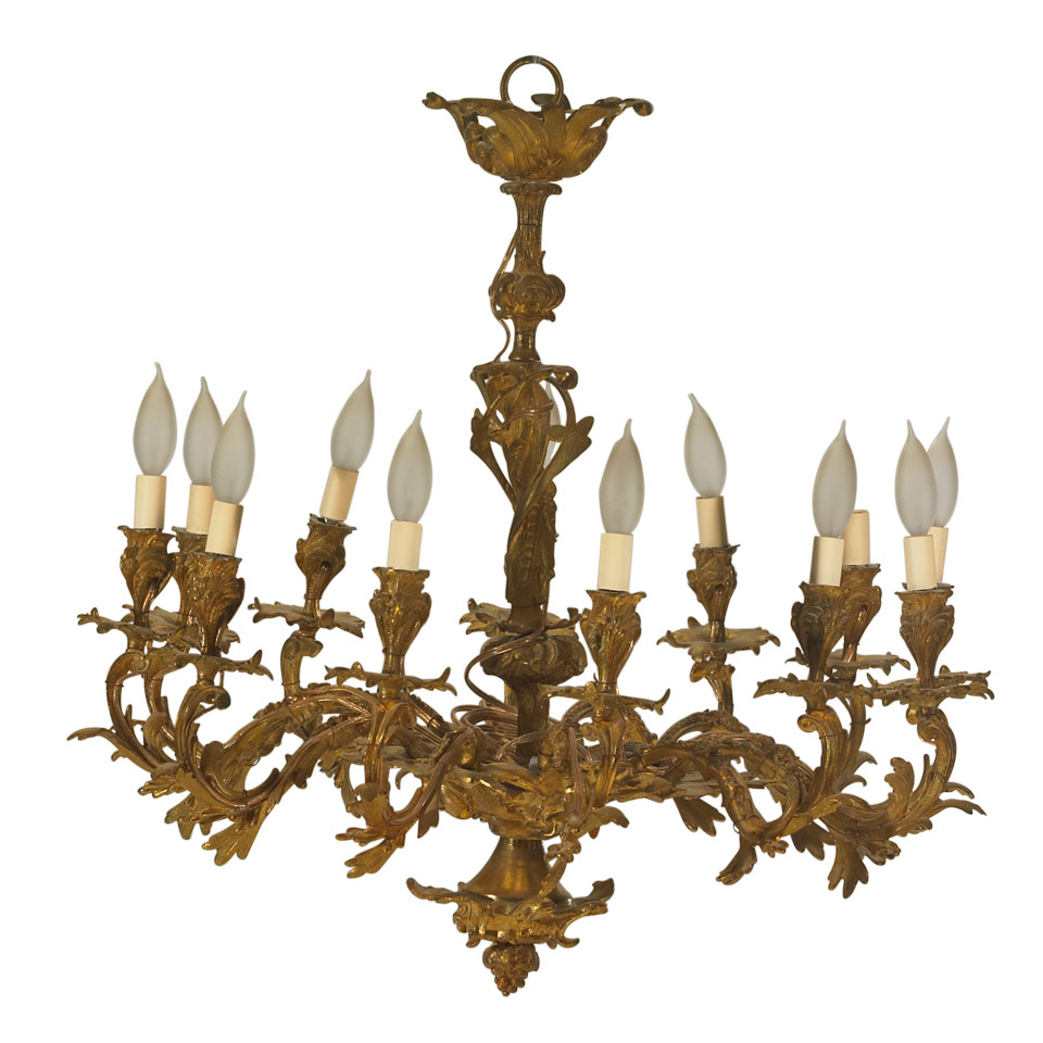 Appraisal: Louis XV Style Light Gilt Bronze Chandelier mid th century