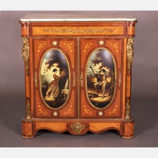 Appraisal: A Louis XVI Style Fruitwood Marquetry and Inlaid Cabinet th