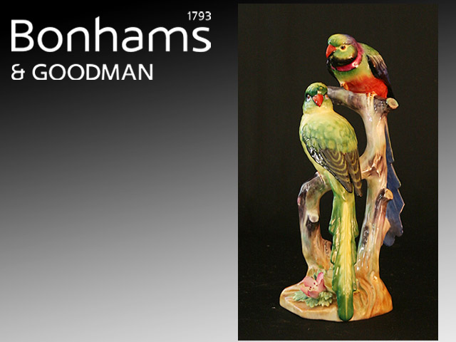 Appraisal: An Alderley figure group of a pair of parrots on