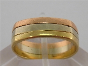 Appraisal: A carat three colour gold ring with squared outer band