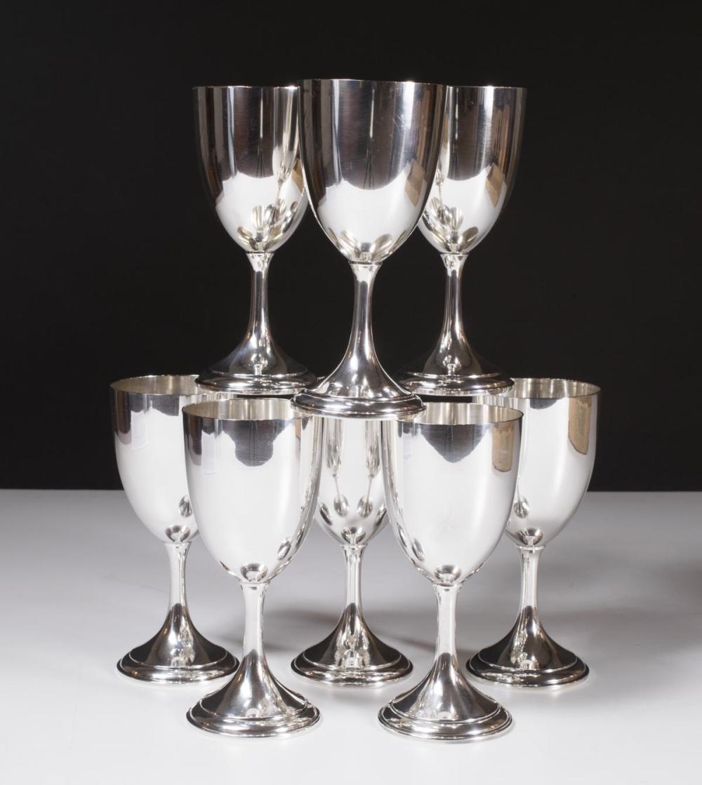 Appraisal: SET OF EIGHT STERLING SILVER GOBLETS marked C S Co