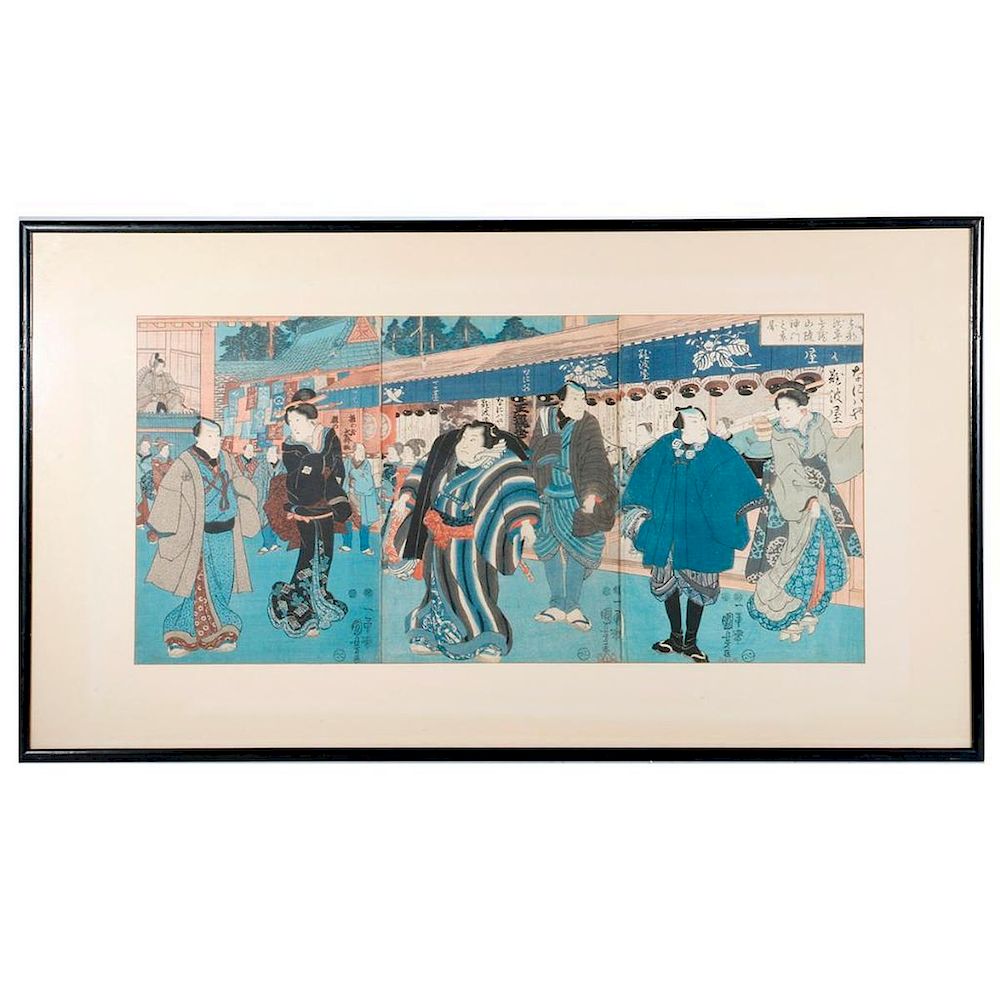 Appraisal: Utagawa Kuniyoshi - A th century Japanese woodblock triptych of